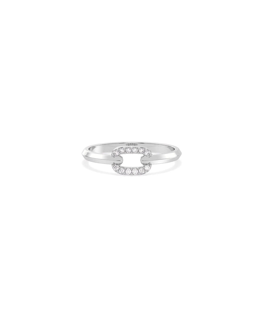 Diamond Link Band Ring in white gold featuring architectural chain design