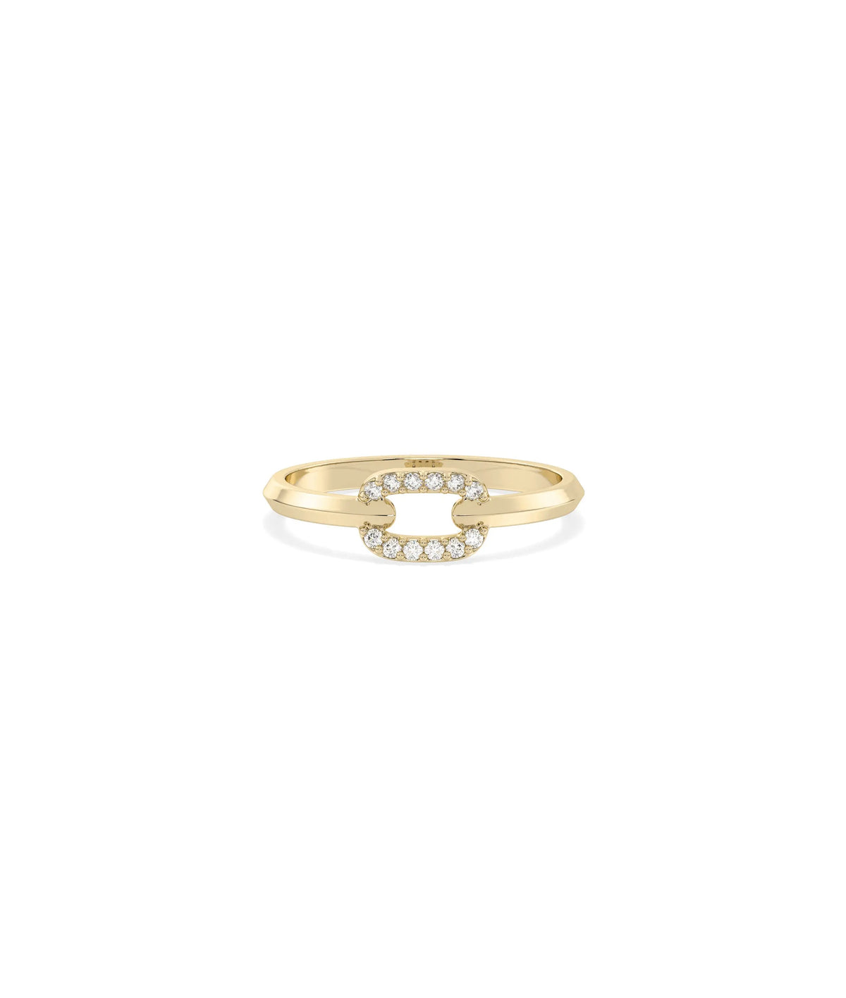 Diamond Link Band Ring in yellow gold with chain-link pattern and diamonds