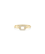 Diamond Link Band Ring in yellow gold with chain-link pattern and diamonds