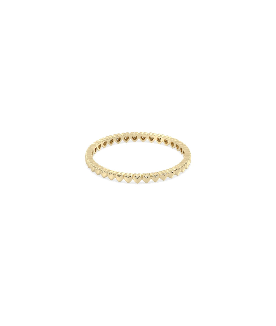 Bubble heart eternity ring side view displaying 2mm width and dimensional texture