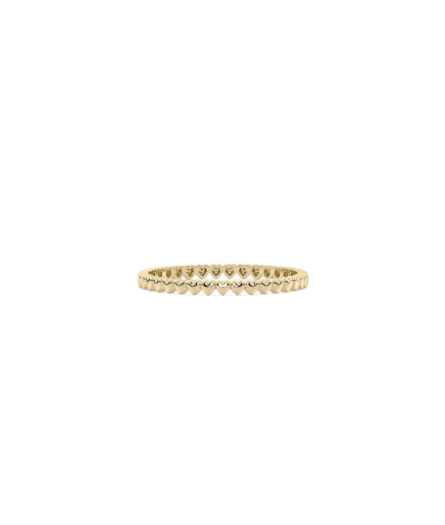 Bubble Heart Shape Eternity Band Ring yellow gold showcasing continuous heart pattern