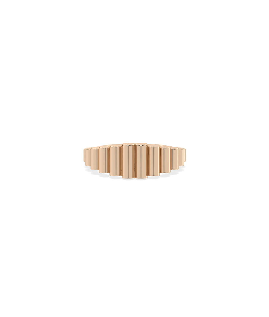 Rose gold graduating ring featuring fluted detailing and comfortable fit