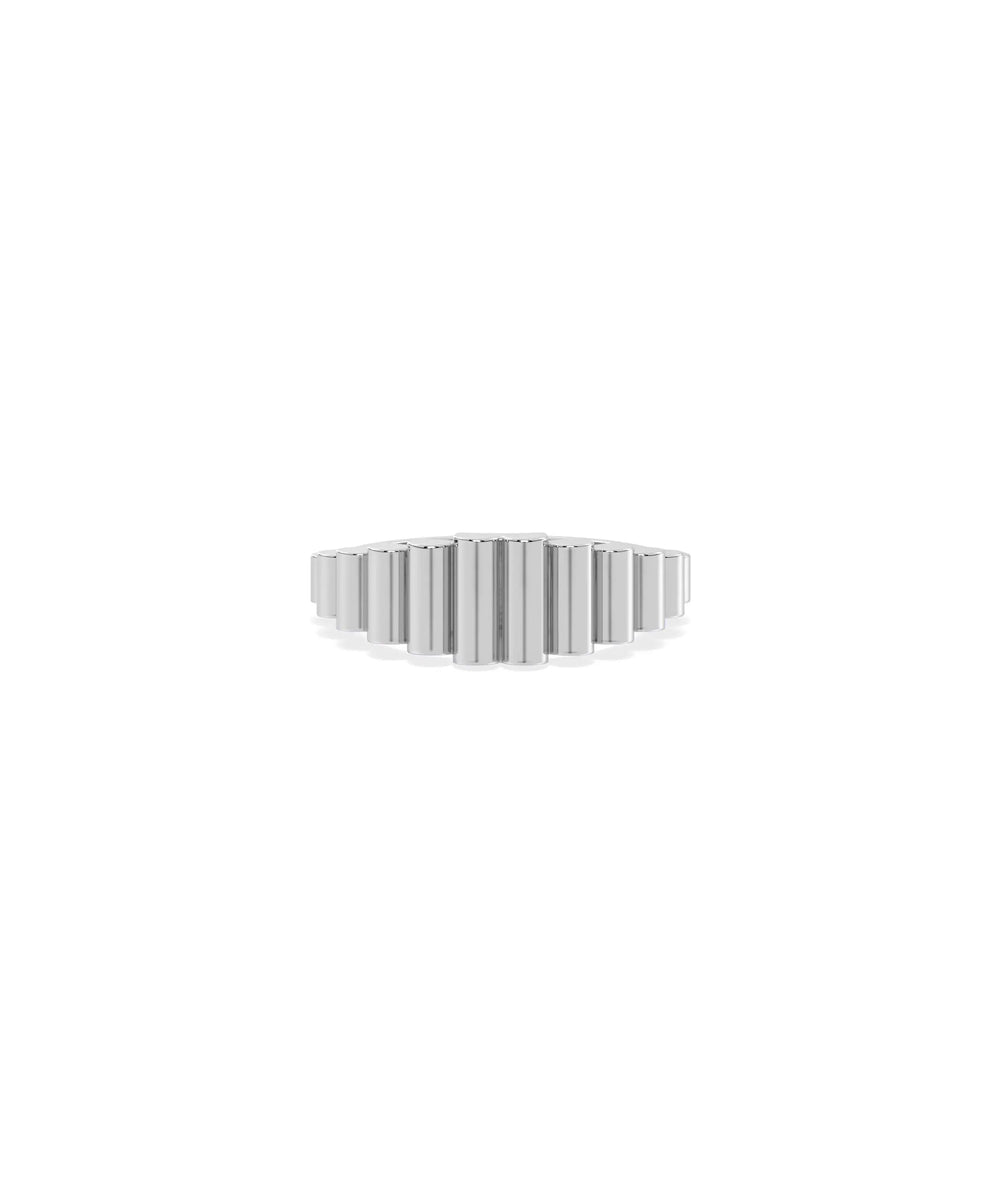 Fluted Graduating Gold Band Ring white gold with sophisticated groove texture