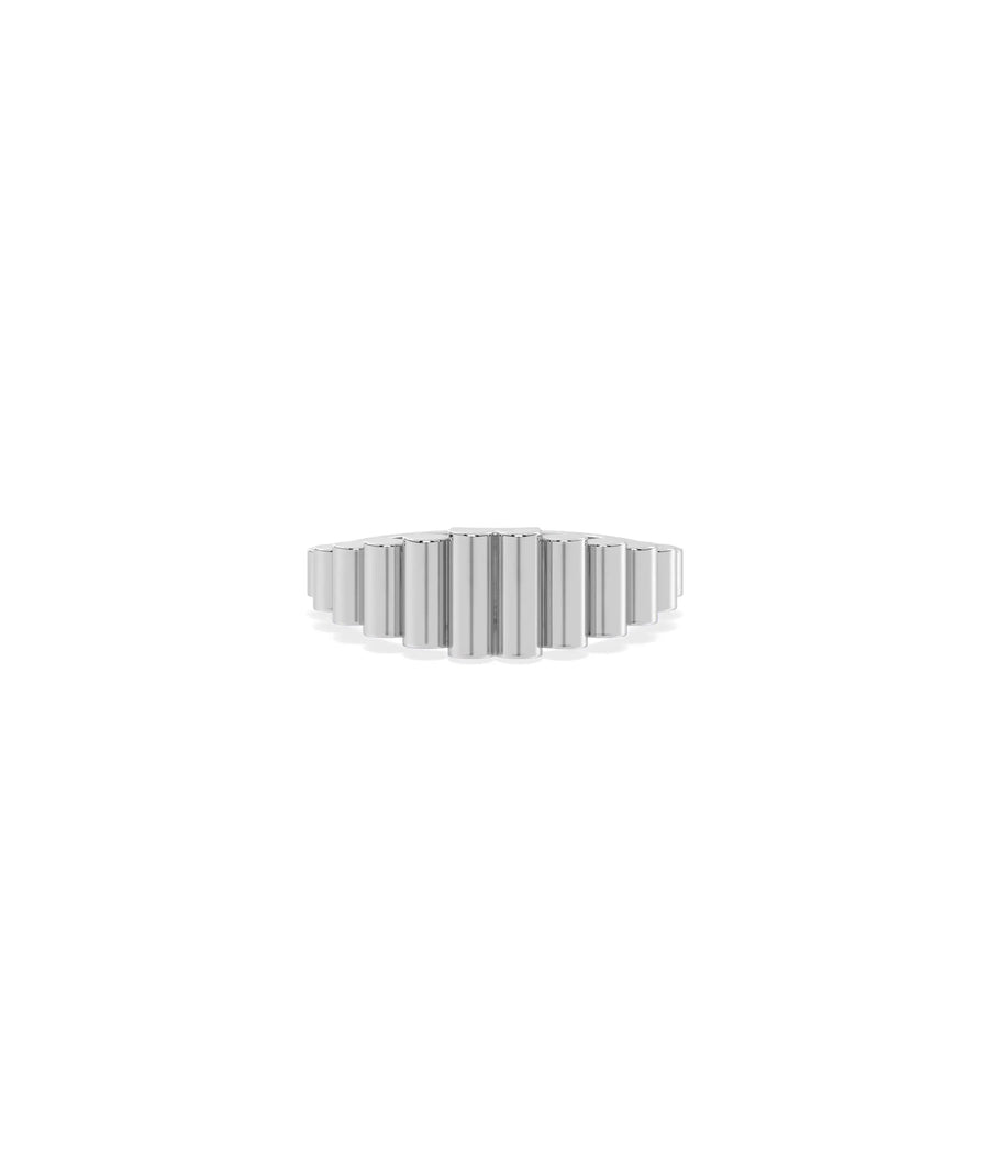 Fluted Graduating Gold Band Ring white gold with sophisticated groove texture