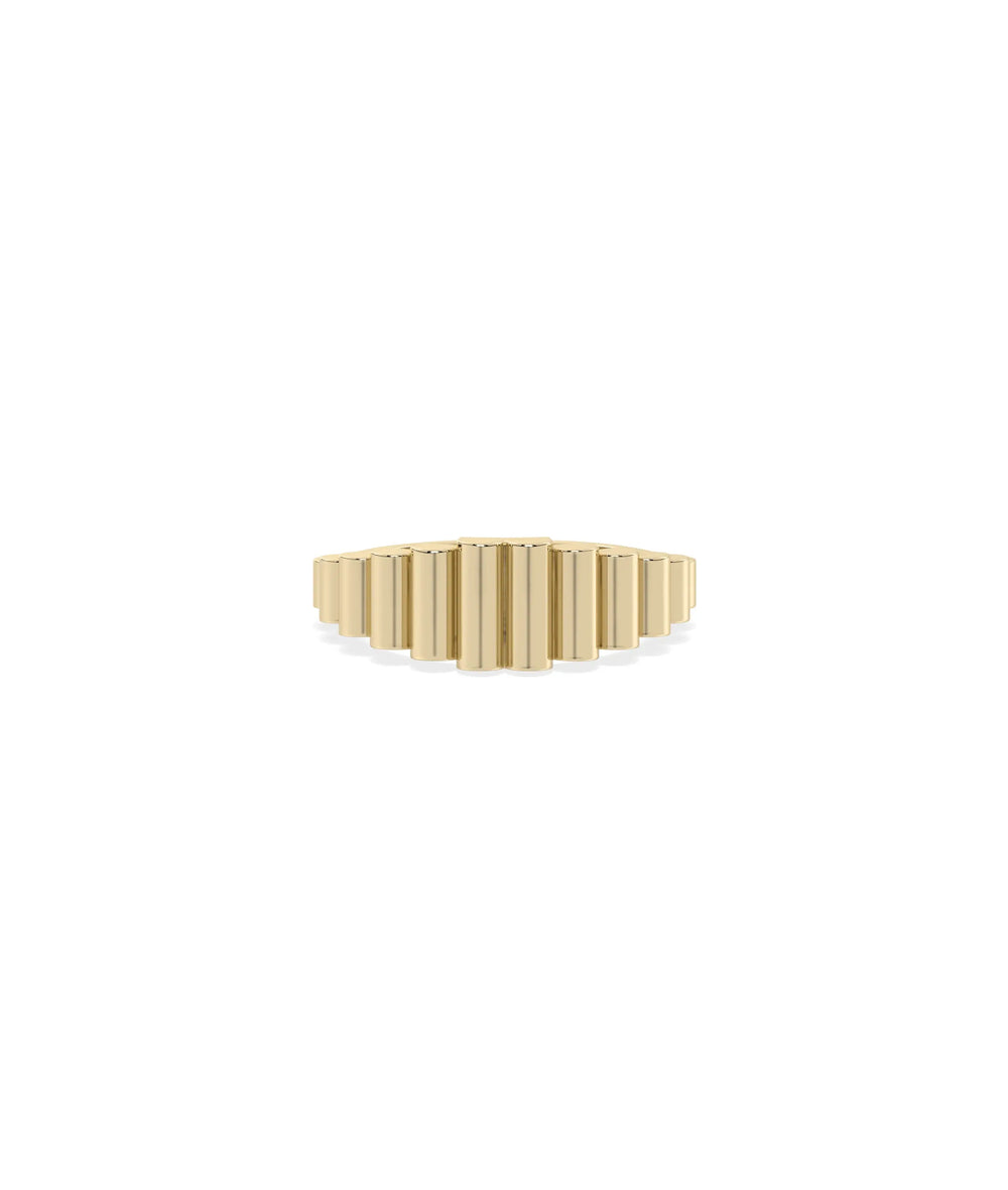 Fluted Graduating Gold Band Ring yellow gold showcasing tapered width design
