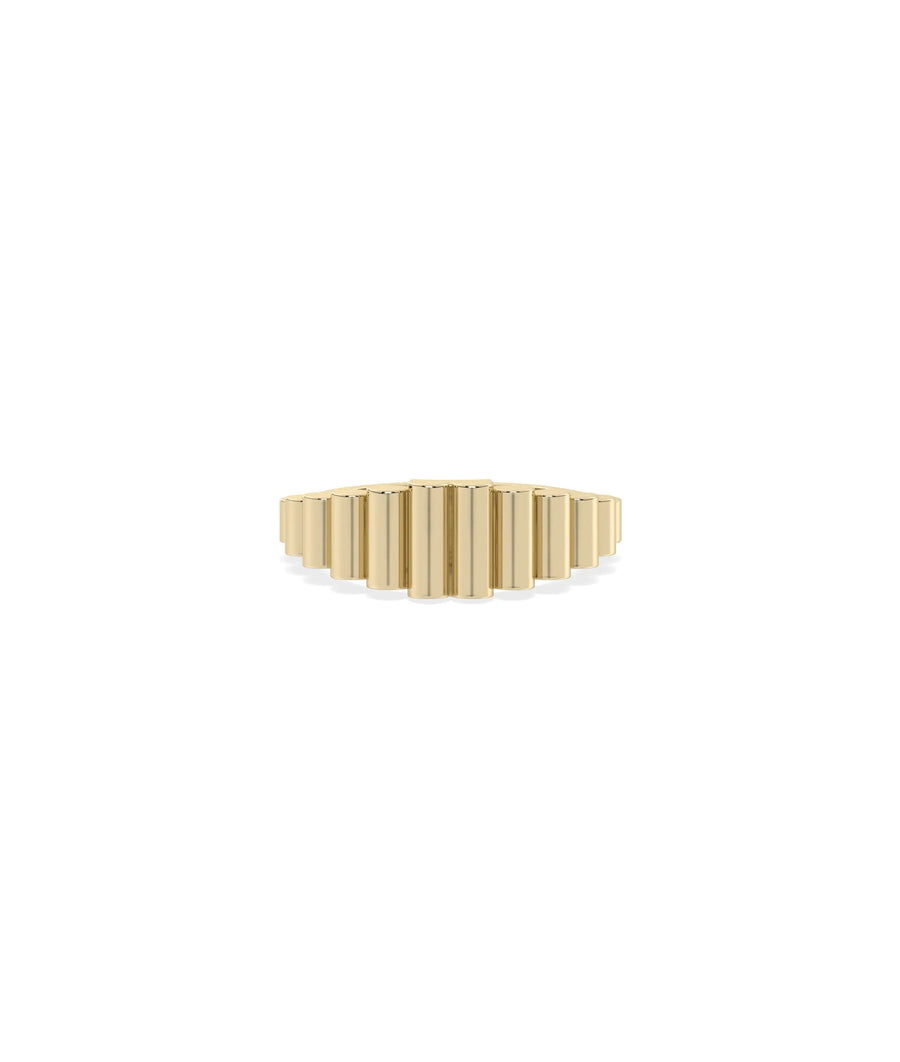Fluted Graduating Gold Band Ring yellow gold showcasing tapered width design