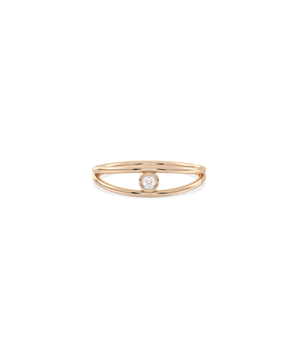 Rose gold solitaire ring featuring timeless single stone band design