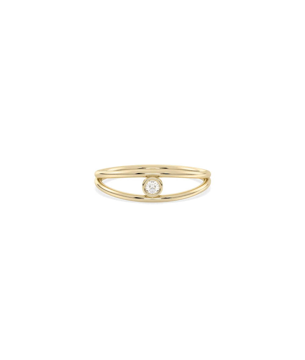 Diamond Solitaire Band Ring yellow gold front view showcasing classic single stone