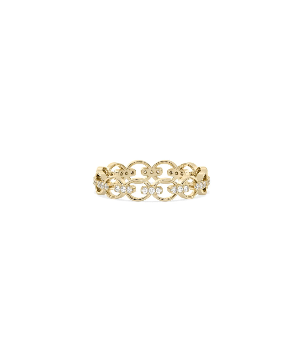 Diamond Circle Link Eternity Band Ring yellow gold showcasing interlocking design