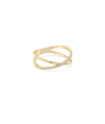 Criss cross ring side profile displaying 7mm width and intersecting diamond lines