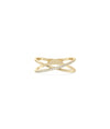 Diamond Line Criss Cross Ring yellow gold front view showcasing bold X-pattern design