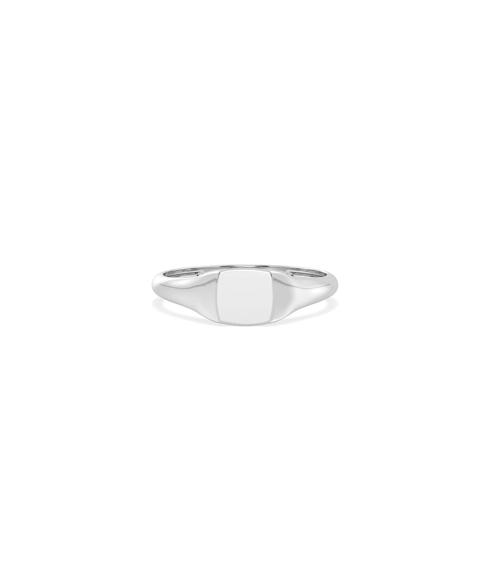 White gold Cushion Signet Ring traditional heritage design