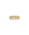 Diamond Bezel Station & Gold Chevron Band Ring