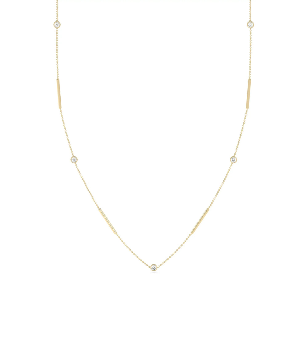 Diamond Station Necklace - 79e | Everyday 14K Gold Jewelry