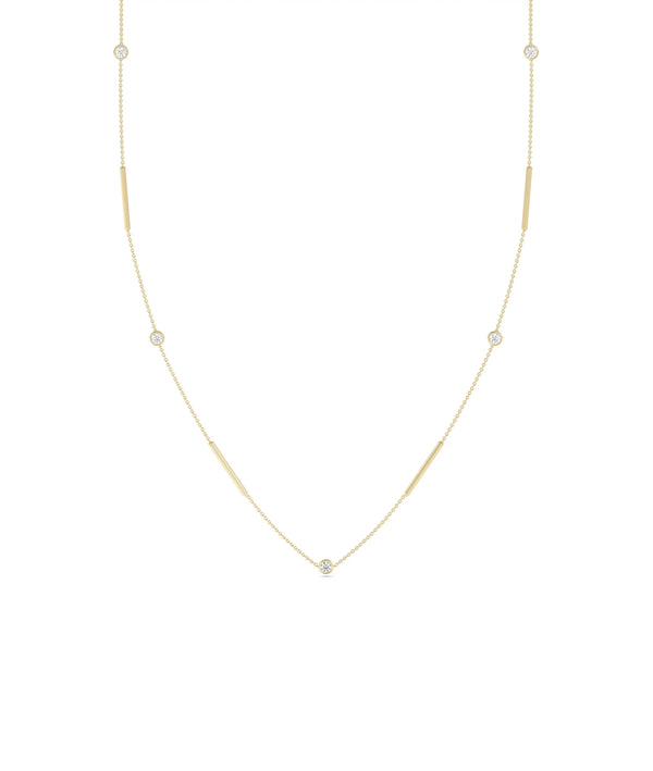 Diamond Station Necklace - 79e | Everyday 14K Gold Jewelry
