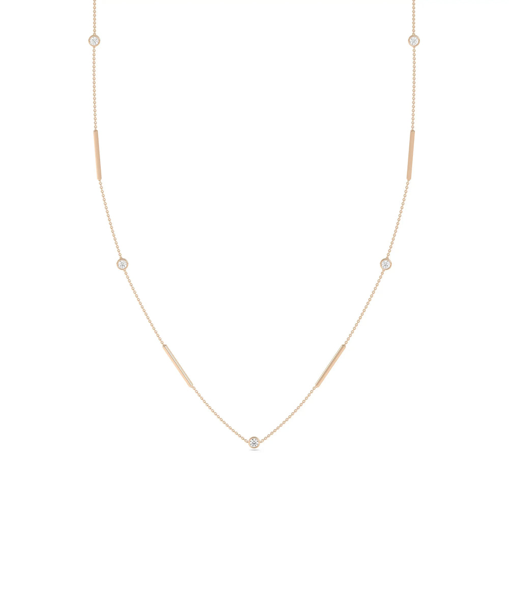 Diamond Station Necklace - 79e | Everyday 14K Gold Jewelry