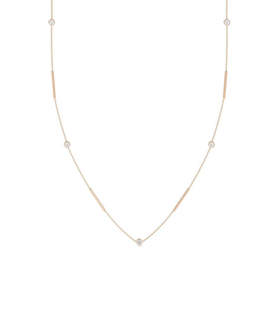 Diamond Station Necklace - 79e | Everyday 14K Gold Jewelry