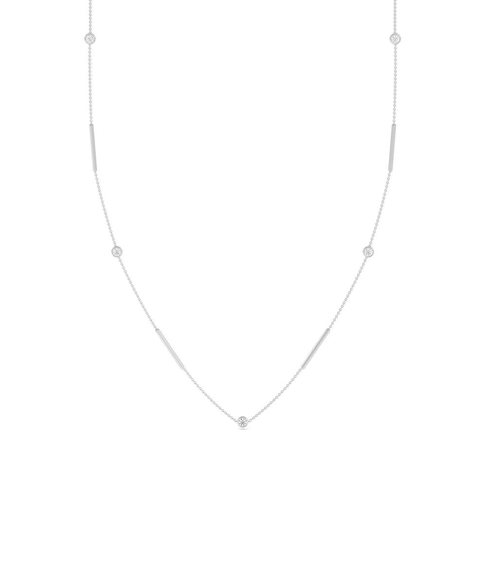 Diamond Station Necklace - 79e | Everyday 14K Gold Jewelry