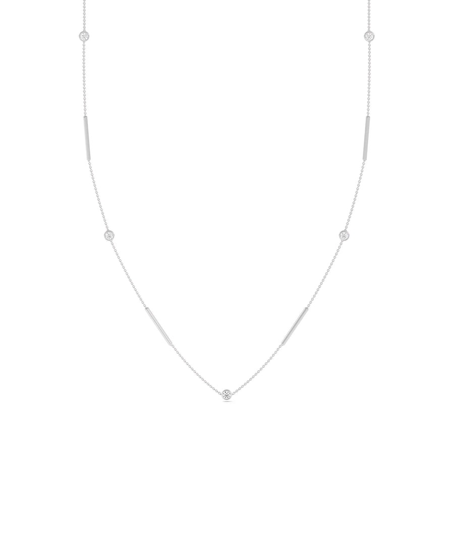 Diamond Station Necklace - 79e | Everyday 14K Gold Jewelry