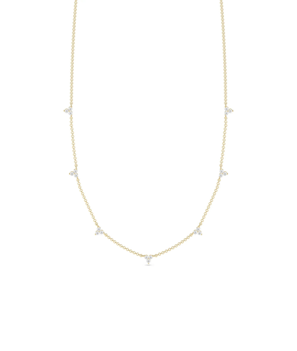 Diamond Station Necklace - 79e | Everyday 14K Gold Jewelry