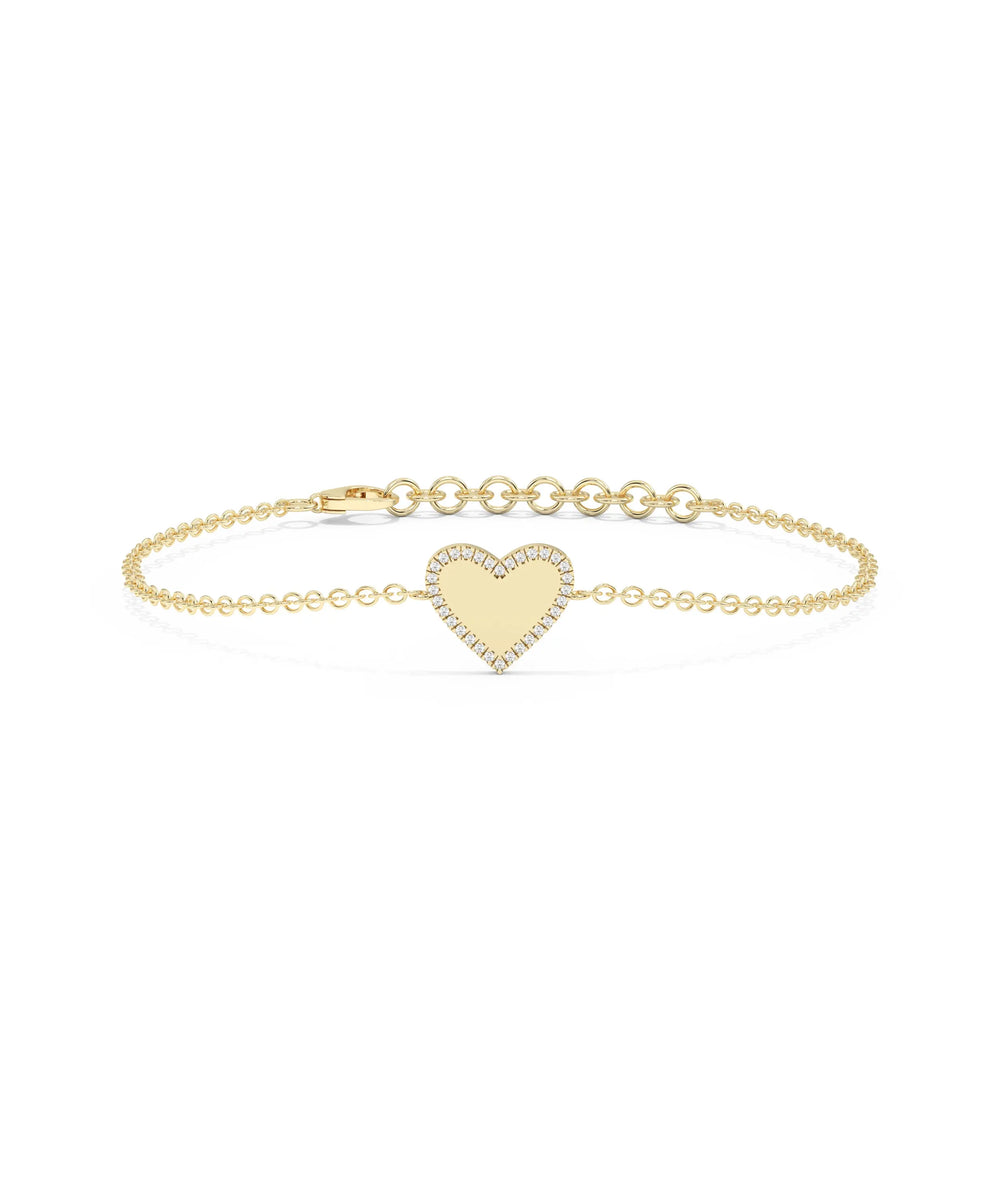 Diamond Outline Heart Bracelet - 79e | Everyday 14K Gold Jewelry