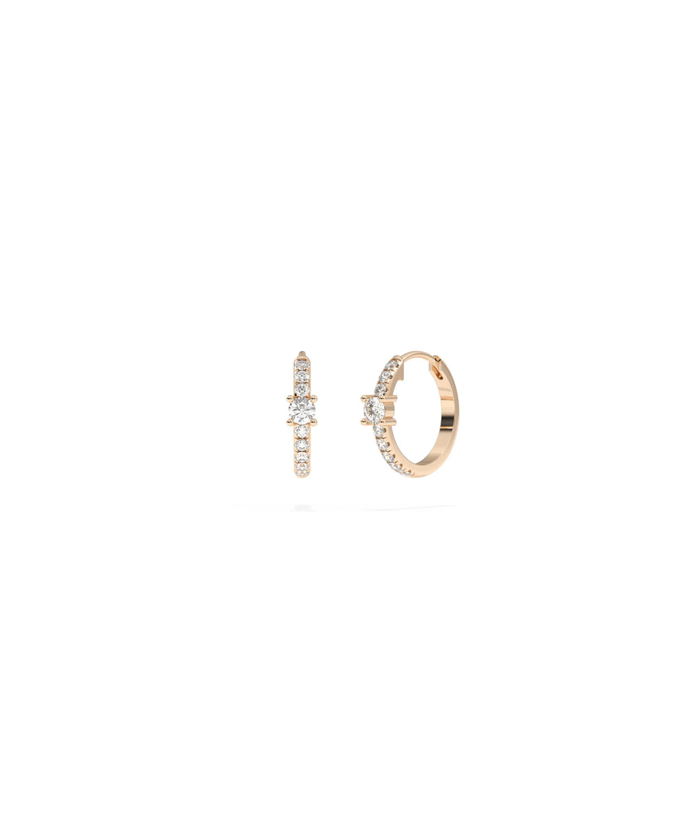 Diamond Solitaire Hoop Earring - 79e | Everyday 14K Gold Jewelry