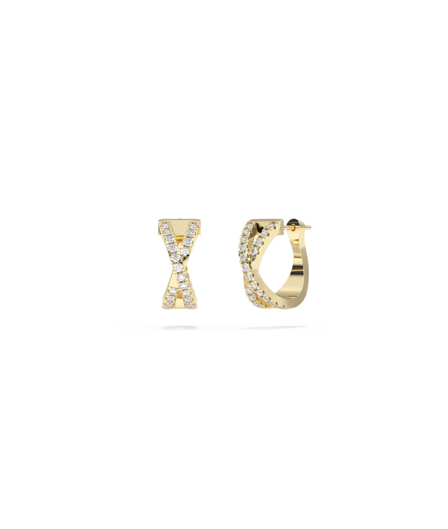 Diamond Criss Cross Hoop Earring - 79e | Everyday 14K Gold Jewelry