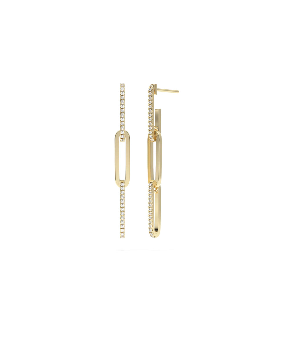 Diamond Paper Clip Earrings - 79e | Everyday 14K Gold Jewelry