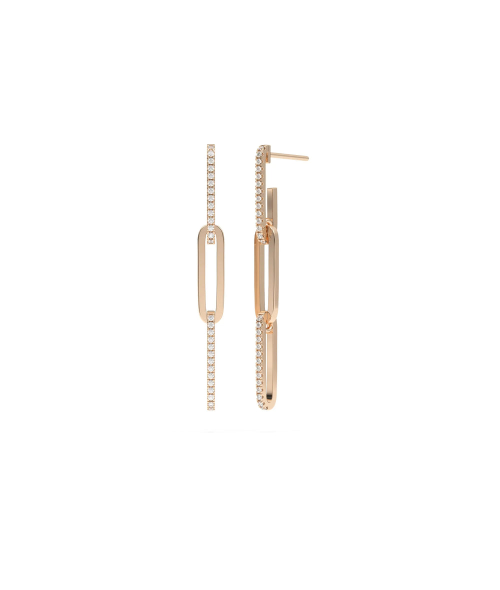 Diamond Paper Clip Earrings - 79e | Everyday 14K Gold Jewelry