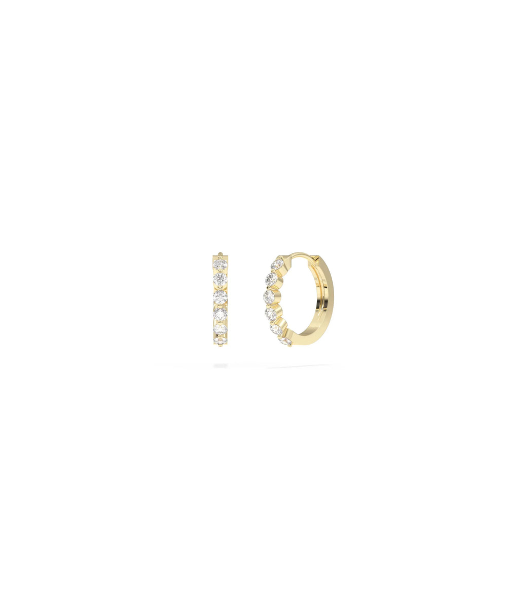 Diamond Front Line Hoop Earring - 79e | Everyday 14K Gold Jewelry