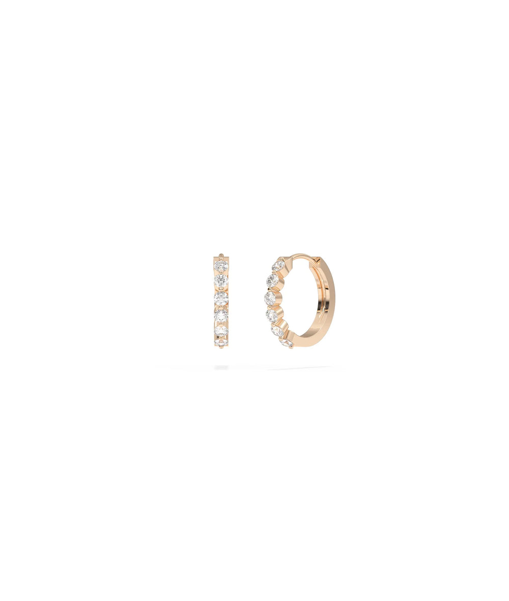 Diamond Front Line Hoop Earring - 79e | Everyday 14K Gold Jewelry