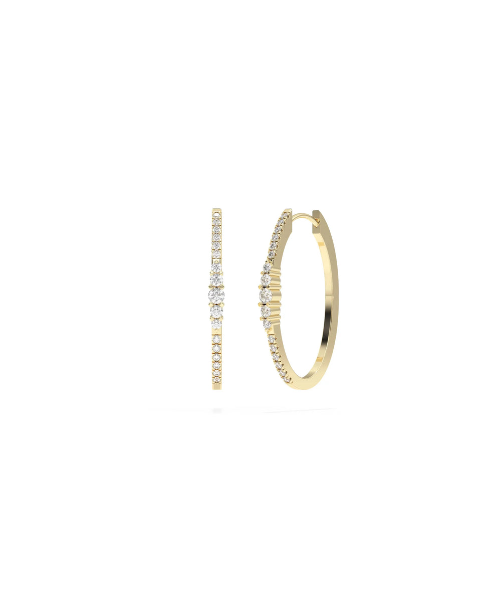 Diamond Cluster Oval Hoop Earring - 79e | Everyday 14K Gold Jewelry