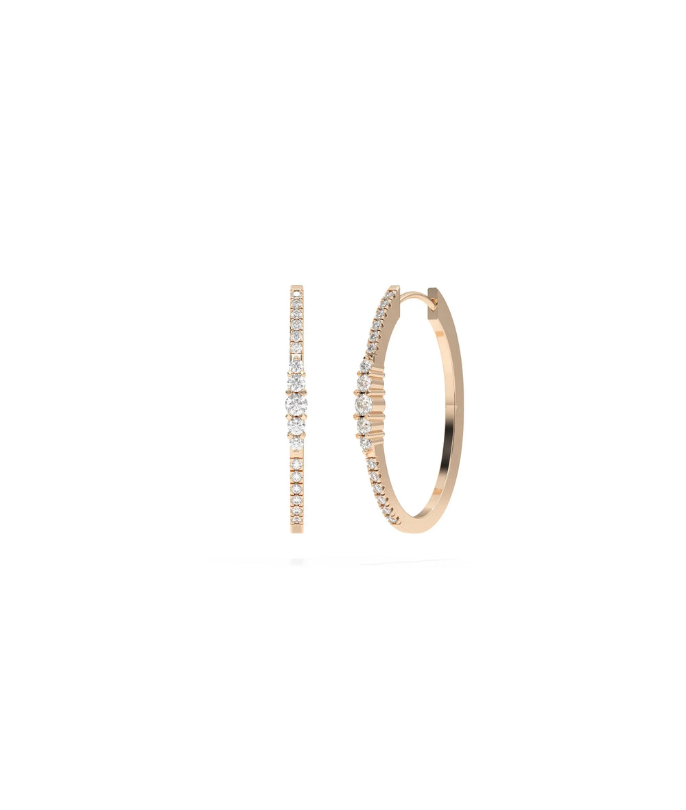 Diamond Cluster Oval Hoop Earring - 79e | Everyday 14K Gold Jewelry