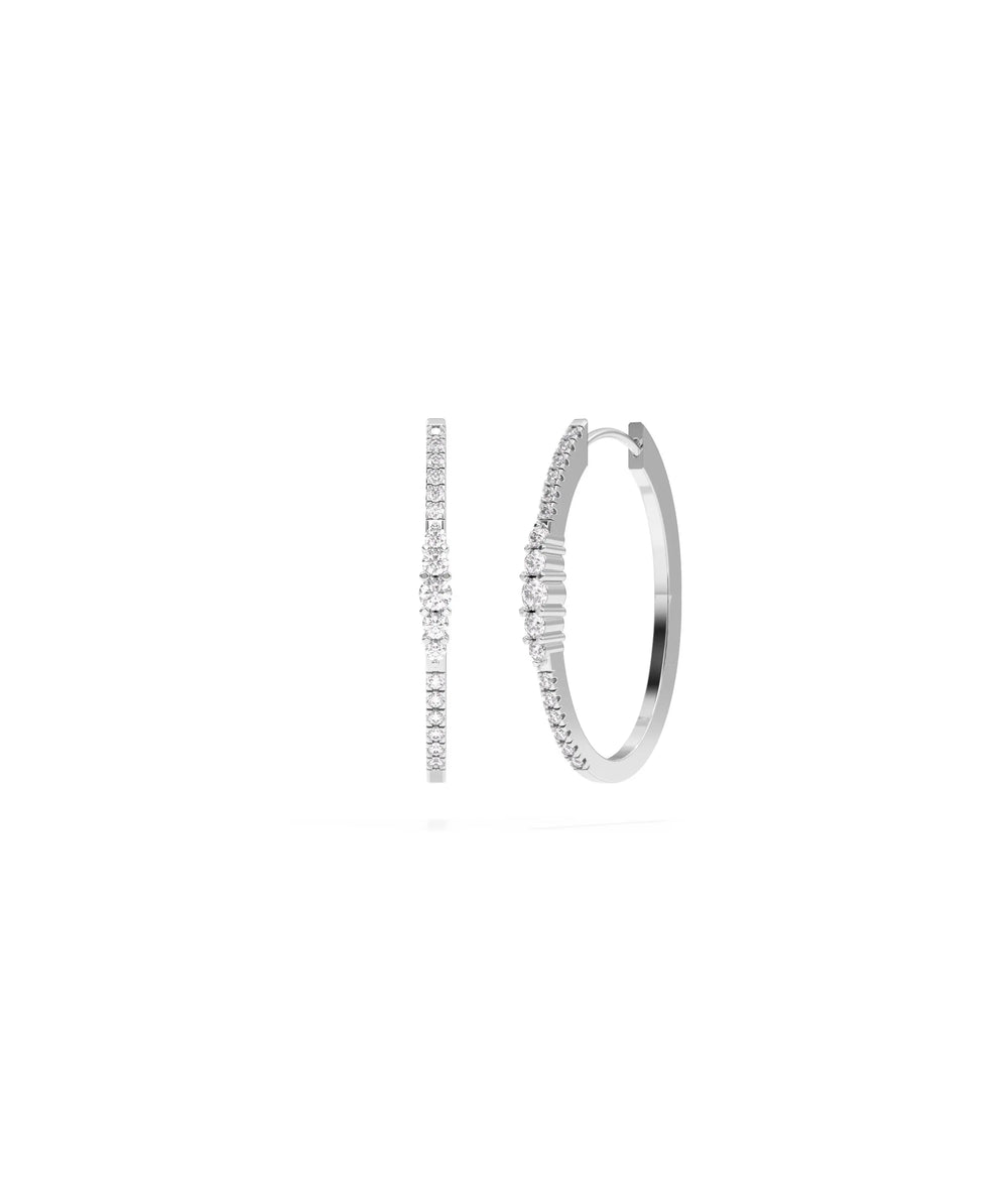 Diamond Cluster Oval Hoop Earring - 79e | Everyday 14K Gold Jewelry