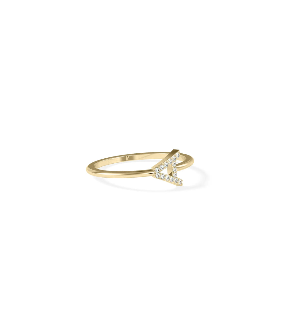 Diamond Initial Letter Ring - 79e | Everyday 14K Gold Jewelry