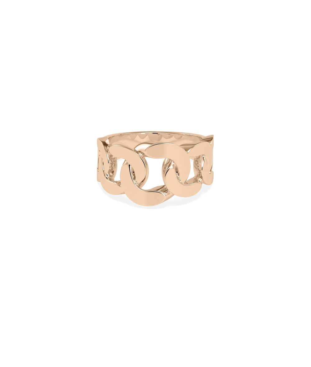 Rose gold Gold Curb Link Ring with edgy substantial curb link statement design