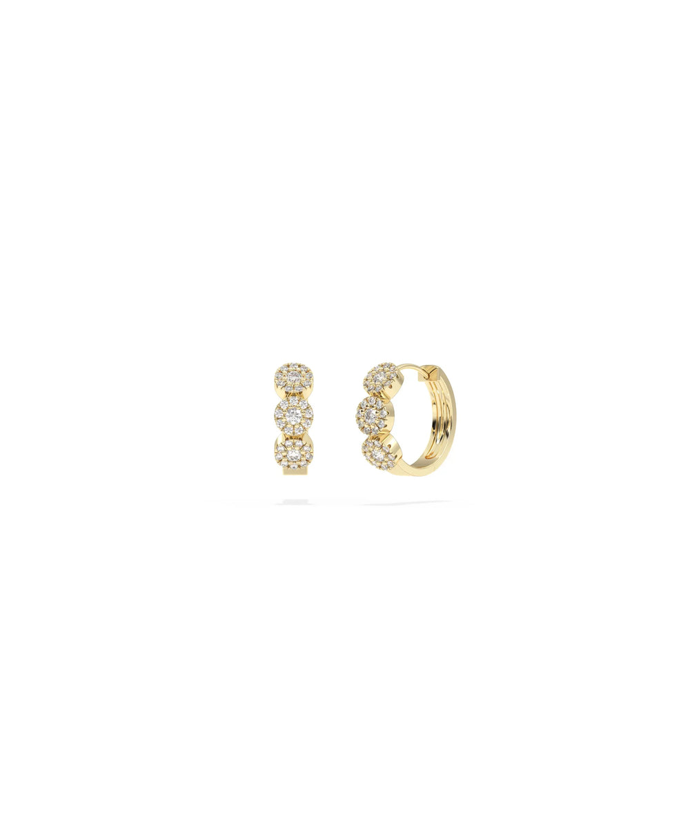 Diamond Circle Pave Petite Hoop Earring - 79e | Everyday 14K Gold Jewelry