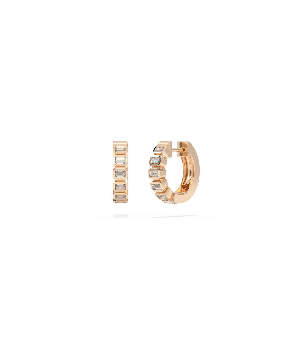 Diamond Baguette Hoop Earring - 79e | Everyday 14K Gold Jewelry
