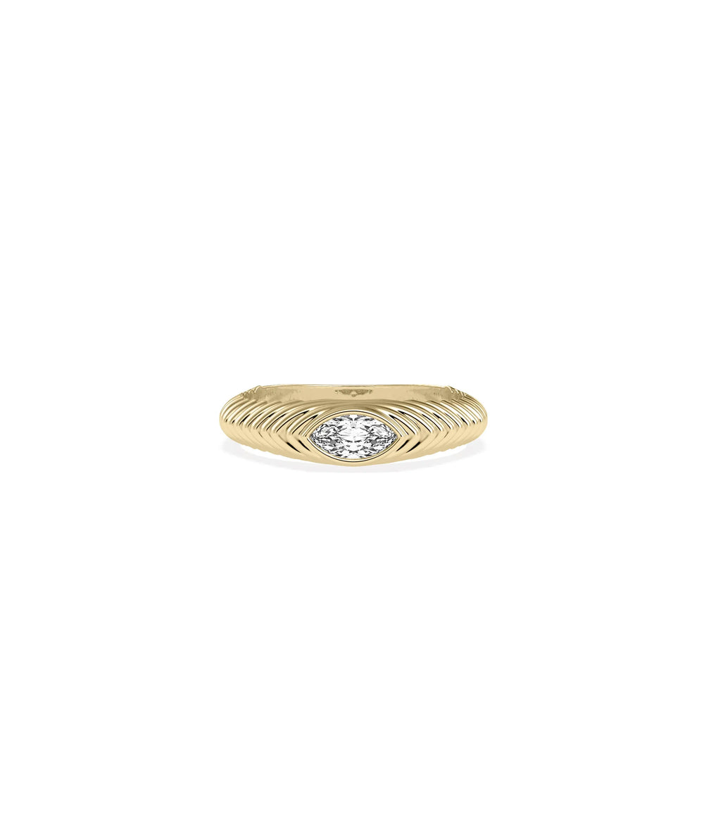 Diamond Marquise Step Fluted Band Ring yellow gold showcasing unique triple design