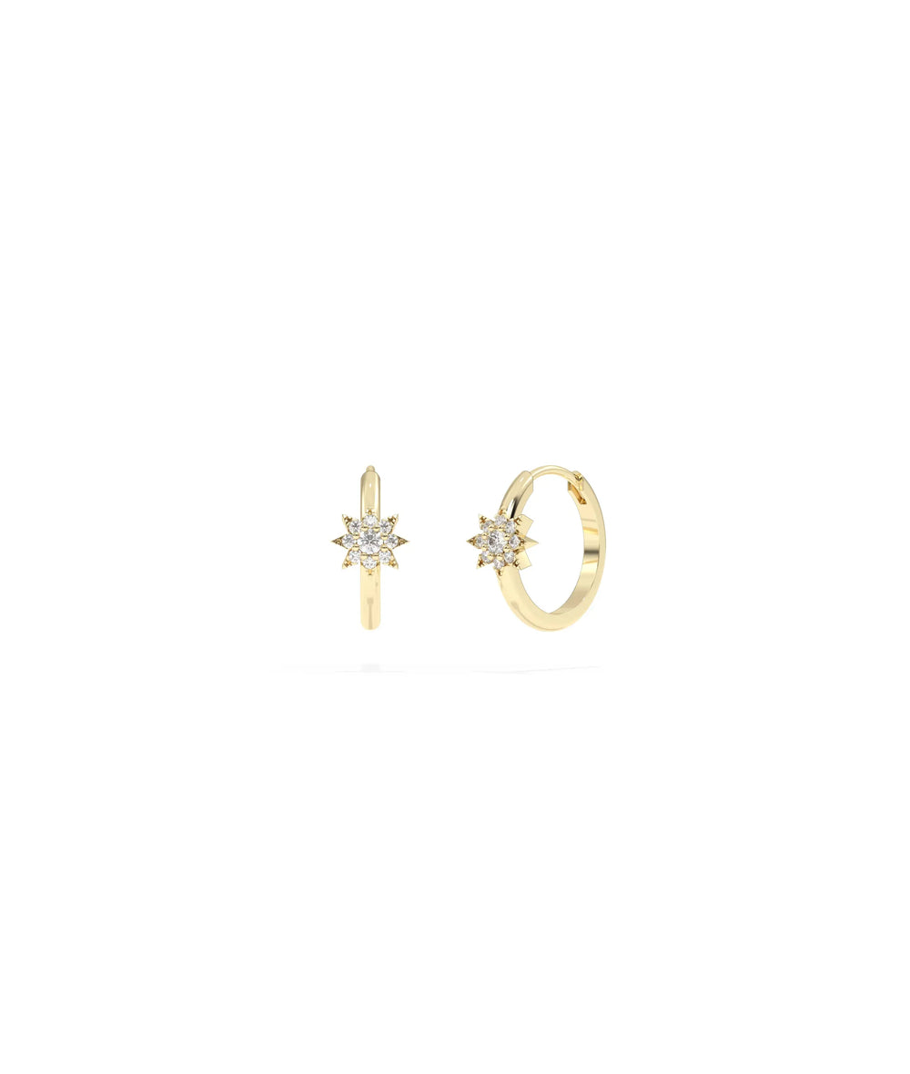 Diamond Flower Hoop Earring - 79e | Everyday 14K Gold Jewelry