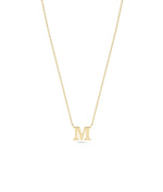 Gold Initial Necklace in yellow gold front view with personalized letter pendant