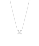 Gold Initial Necklace in white gold featuring monogram letter design