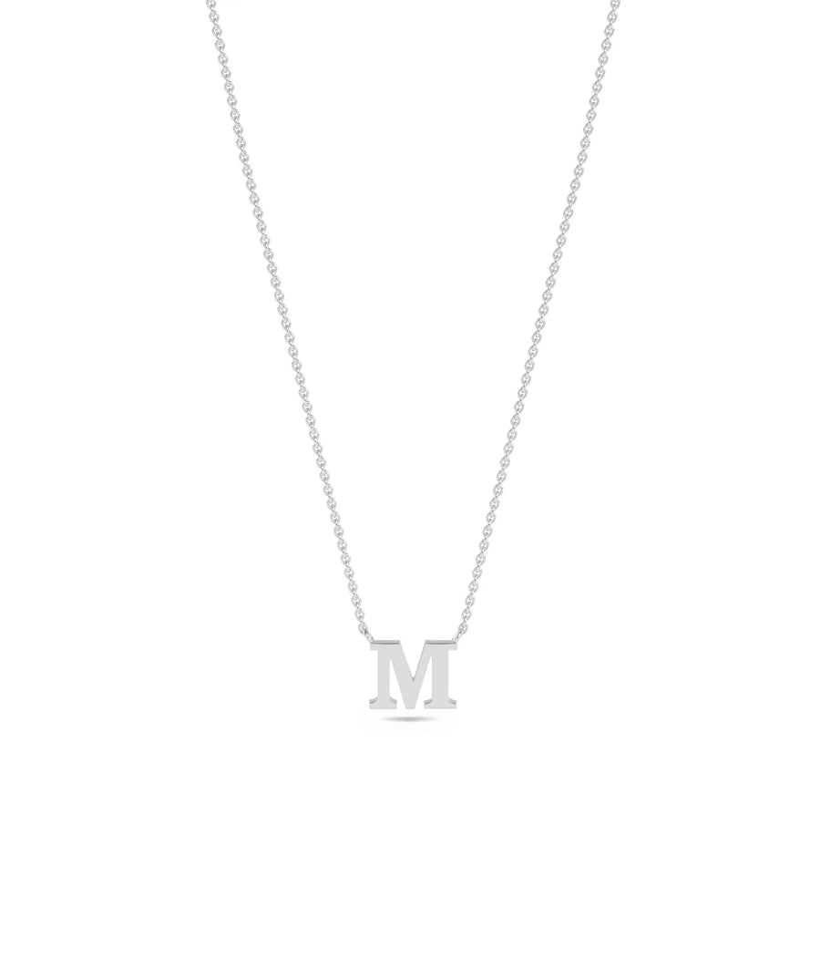 Gold Initial Necklace in white gold featuring monogram letter design