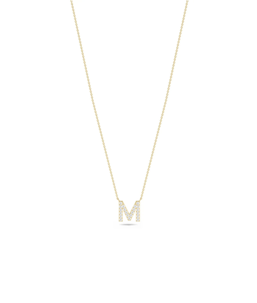 Diamond Pave Initial yellow gold modern personalized sophisticated