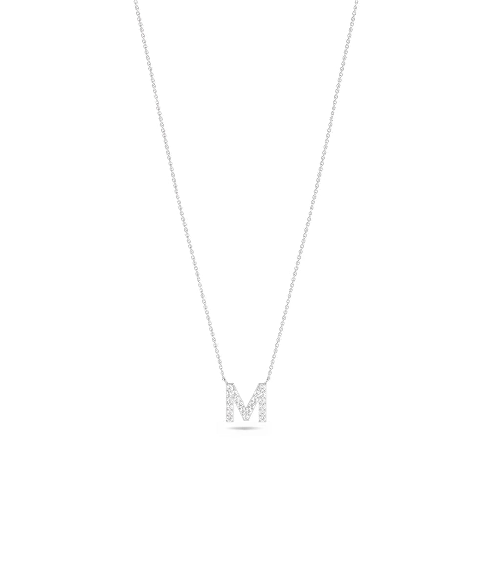 White gold Diamond Pave Initial contemporary personalized design