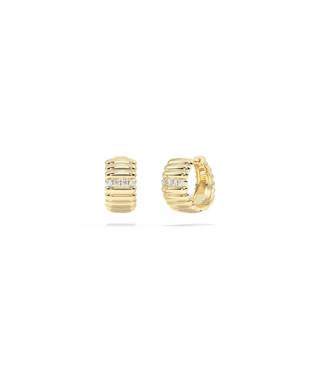 Diamond Fluted Hoop Earring - 79e | Everyday 14K Gold Jewelry