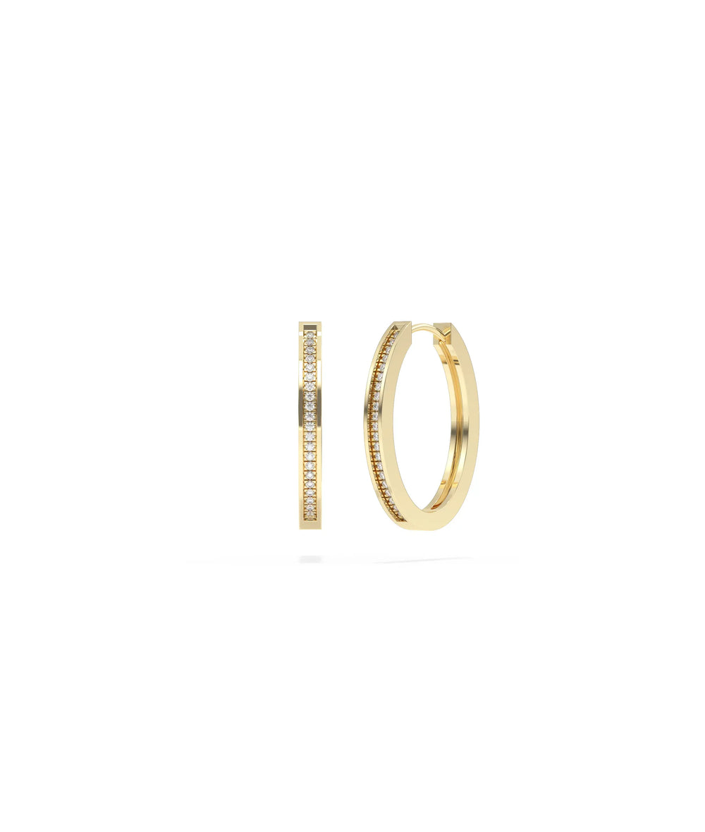 Diamond Oval Hoop Earrings - 79e | Everyday 14K Gold Jewelry