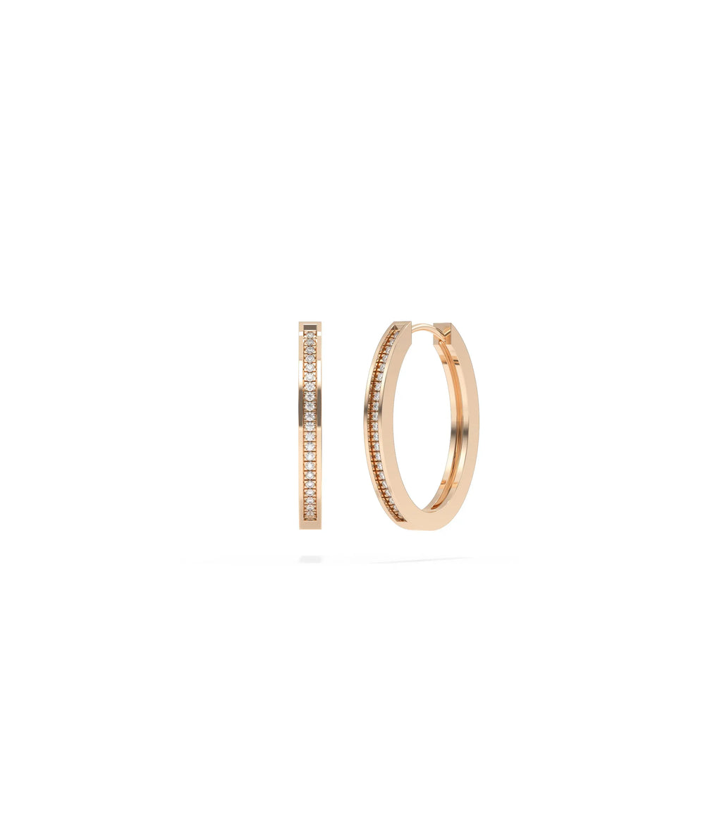 Diamond Oval Hoop Earrings - 79e | Everyday 14K Gold Jewelry