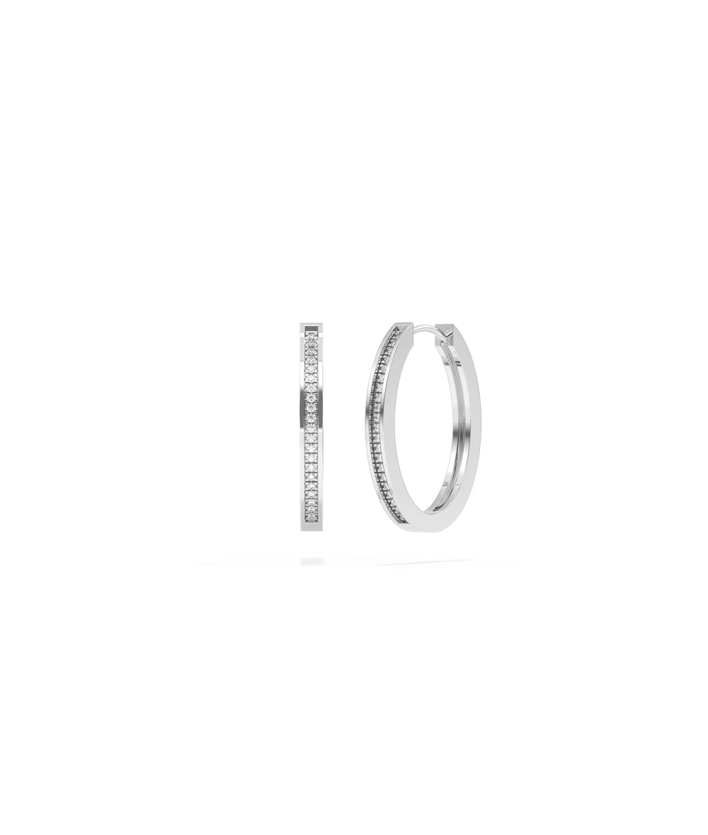 Diamond Oval Hoop Earrings - 79e | Everyday 14K Gold Jewelry