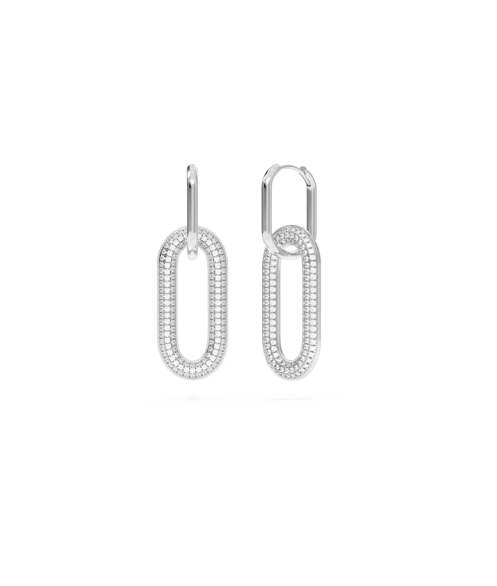 Diamond Pave Paper Clip Dangle Earring - 79e | Everyday 14K Gold Jewelry